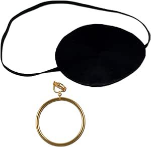 Pirate Eye Patch w/Plastic Gold Earring Party Accessory (1 count) (1/Pkg)
